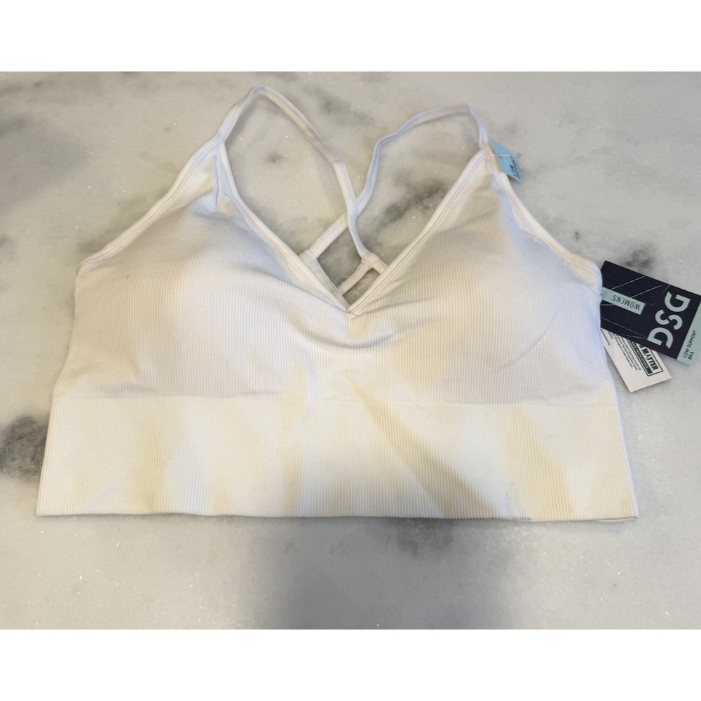 DSG Seamless Ribbed Strappy Bra White Color 2XL New Removable Cups Womens